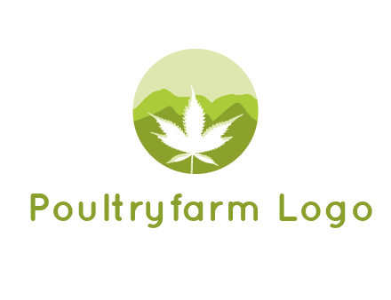 negative spacing marijuana leaf in circle with mountain fields