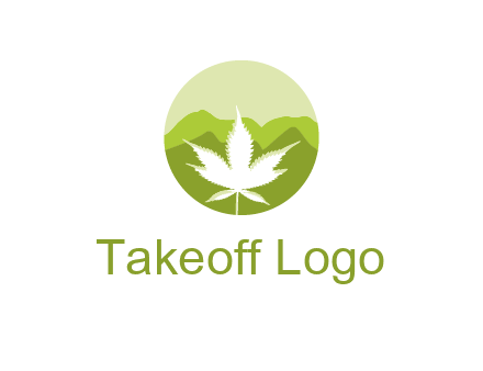 negative spacing marijuana leaf in circle with mountain fields