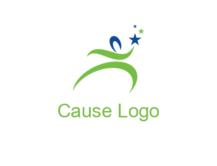 abstract person reach the stars symbol