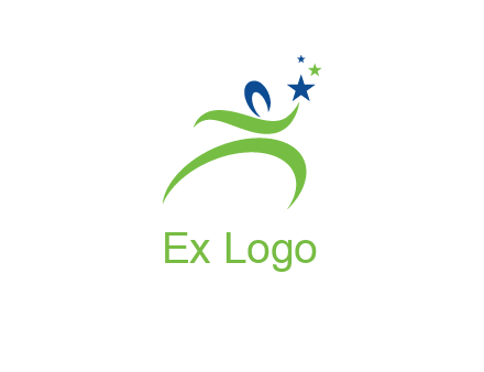 abstract person reach the stars symbol