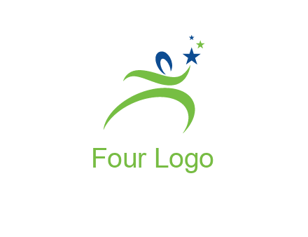 abstract person reach the stars symbol