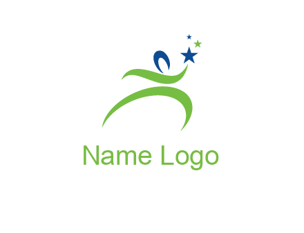abstract person reach the stars symbol