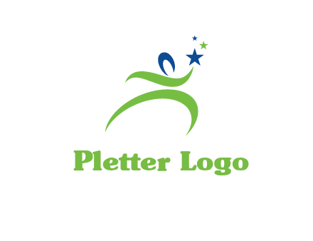 abstract person reach the stars symbol