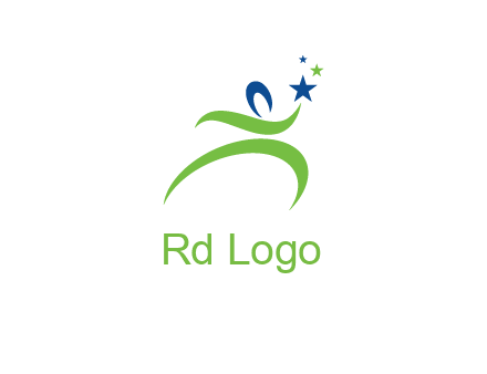 abstract person reach the stars symbol