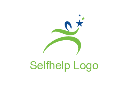 abstract person reach the stars symbol