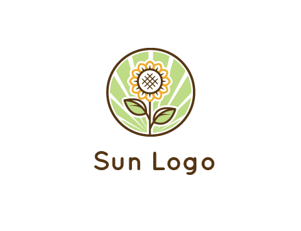 sunflower in circle with rays