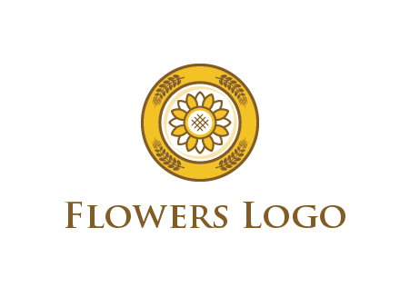 flower in circle with leaves around it