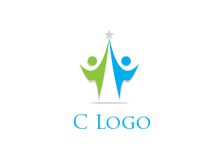 abstract people icons with star