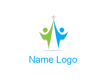 abstract people icons with star