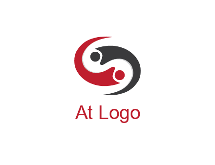 abstract people icons forming swooshes