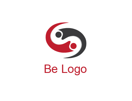 abstract people icons forming swooshes
