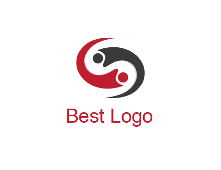 abstract people icons forming swooshes