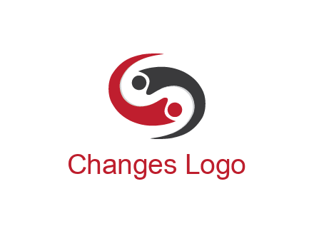 abstract people icons forming swooshes