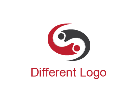 abstract people icons forming swooshes