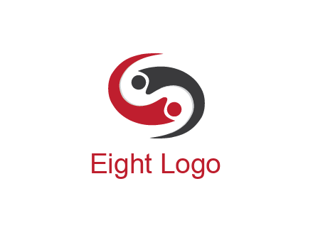 abstract people icons forming swooshes