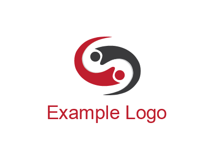 abstract people icons forming swooshes