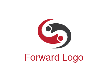 abstract people icons forming swooshes