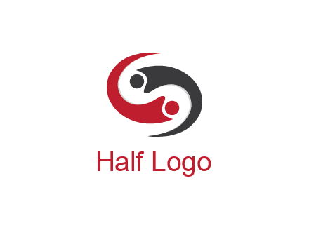 abstract people icons forming swooshes