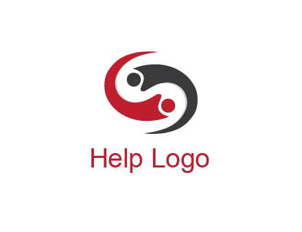 abstract people icons forming swooshes