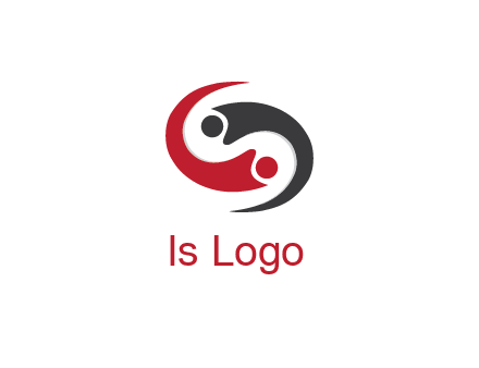 abstract people icons forming swooshes