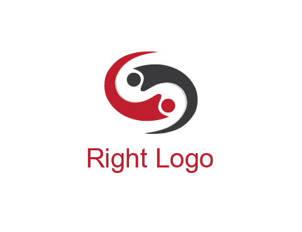 abstract people icons forming swooshes