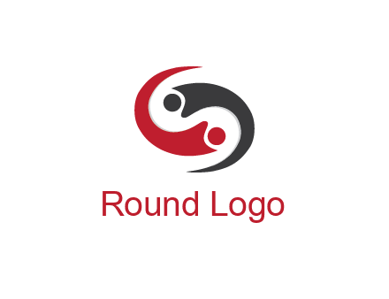 abstract people icons forming swooshes