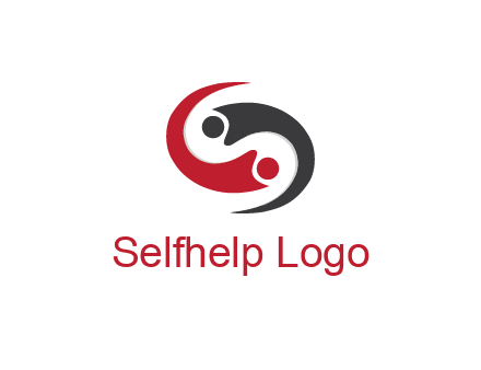 abstract people icons forming swooshes