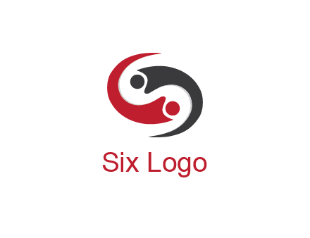 abstract people icons forming swooshes