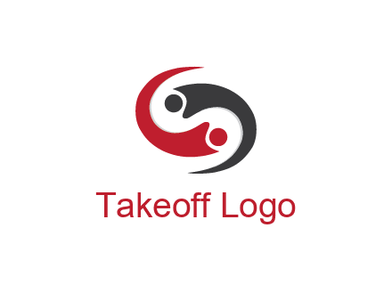 abstract people icons forming swooshes