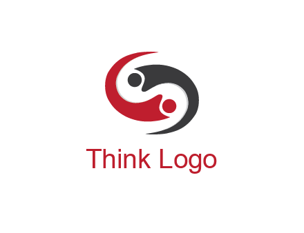 abstract people icons forming swooshes