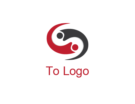 abstract people icons forming swooshes