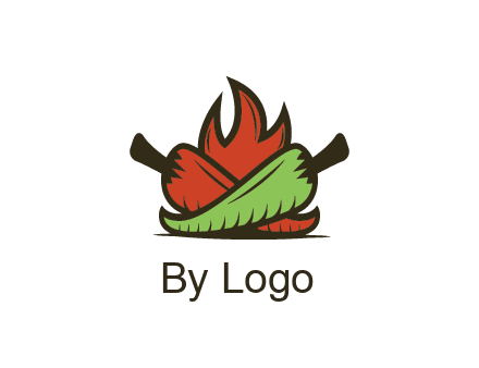 flames behind red and green chili