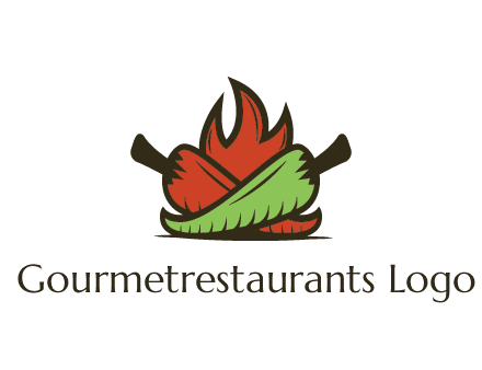 flames behind red and green chili