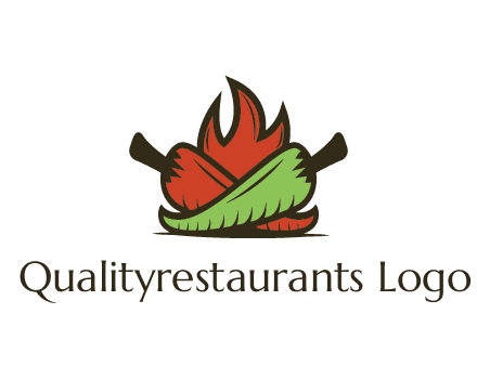 flames behind red and green chili