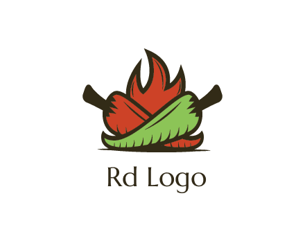 flames behind red and green chili