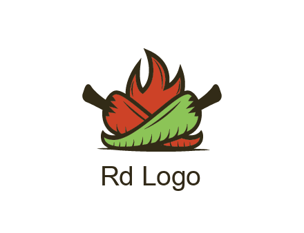flames behind red and green chili