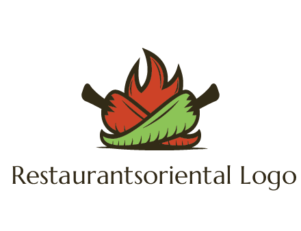 flames behind red and green chili