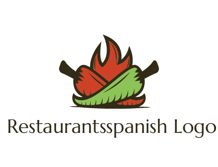 flames behind red and green chili