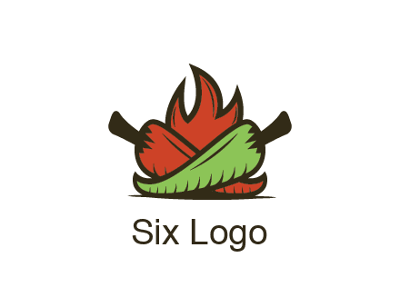 flames behind red and green chili