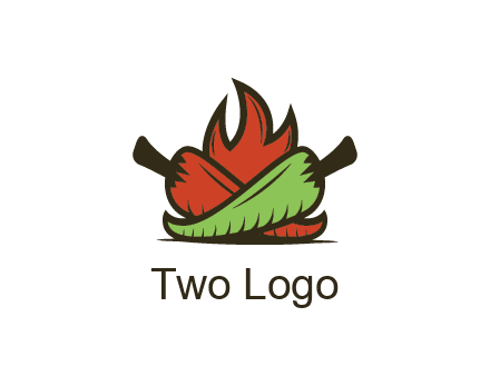 flames behind red and green chili