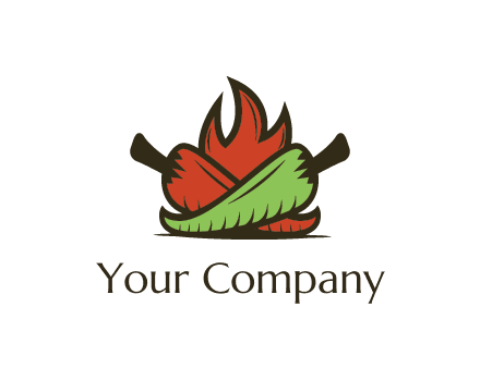 flames behind red and green chili