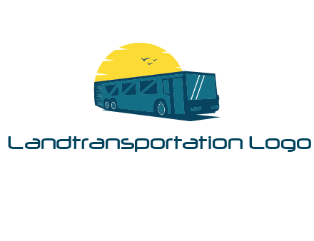 sun and birds behind long bus