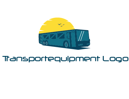 sun and birds behind long bus