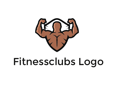 shield behind bodybuilder flexing 