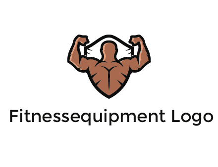 shield behind bodybuilder flexing 