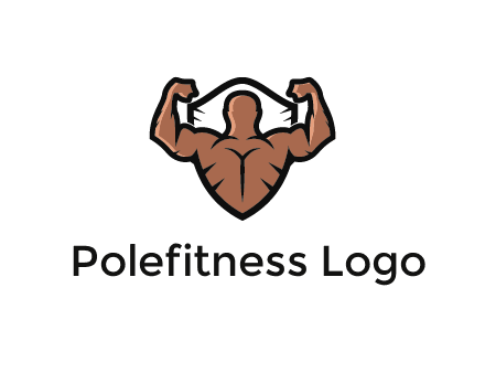 shield behind bodybuilder flexing 