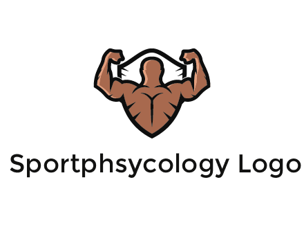 shield behind bodybuilder flexing 
