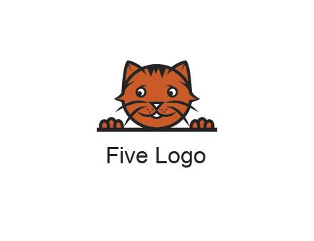 cat face with paws looking over