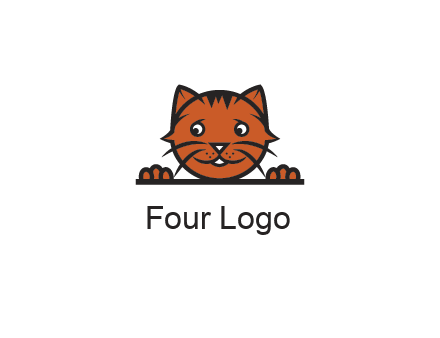 cat face with paws looking over