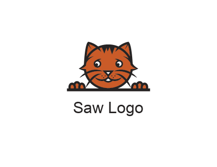cat face with paws looking over